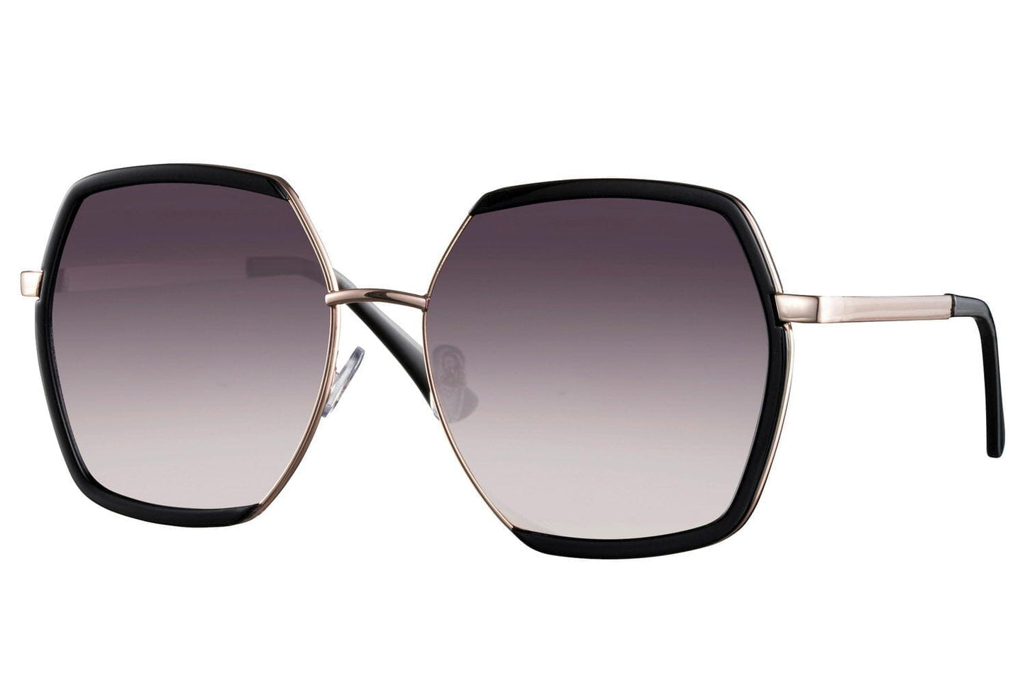 Geometric hexagon sunglasses. Black rimmed. UV400 protected.