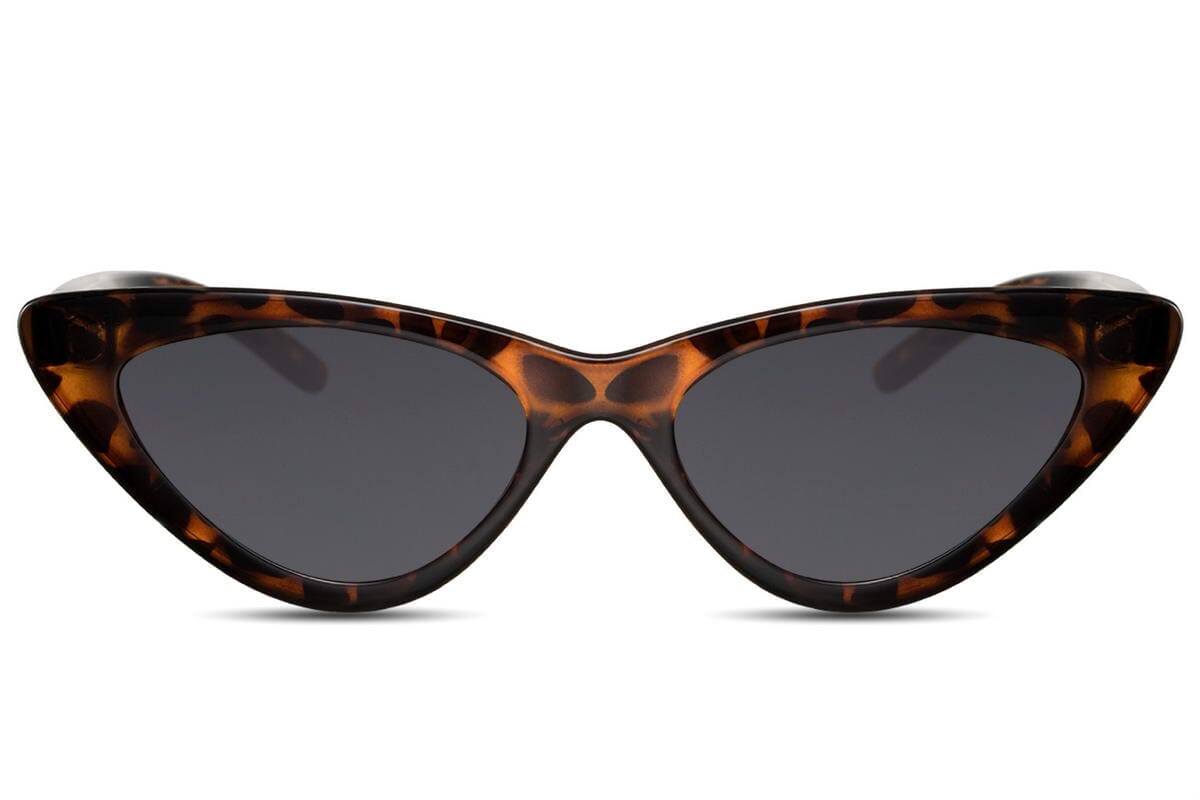 Narrow cat eye sunglasses. UV400 protected. Tortoiseshell colour.