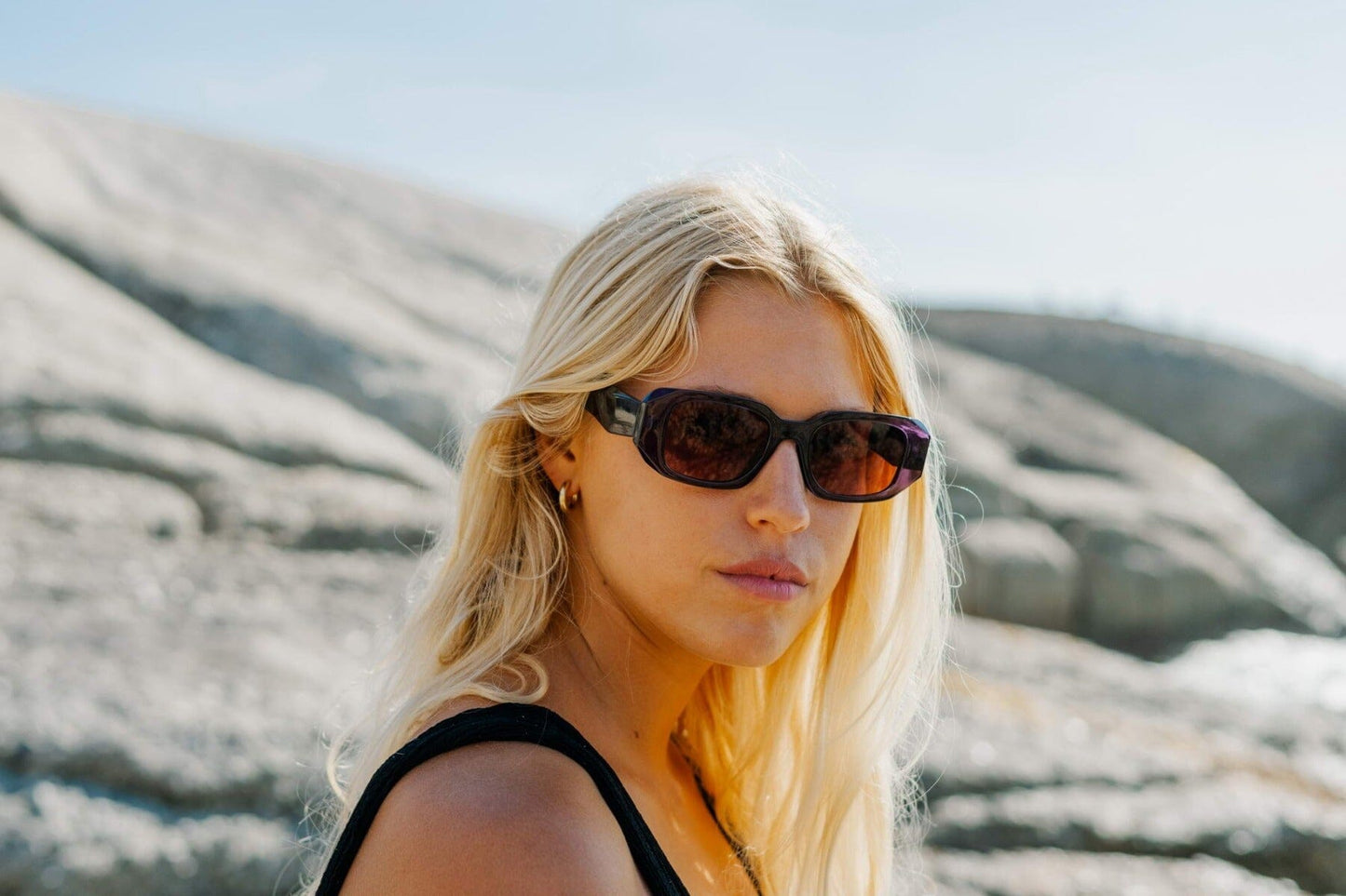 Purple rectangle glasses frames. UV400 protected. Acetate.
