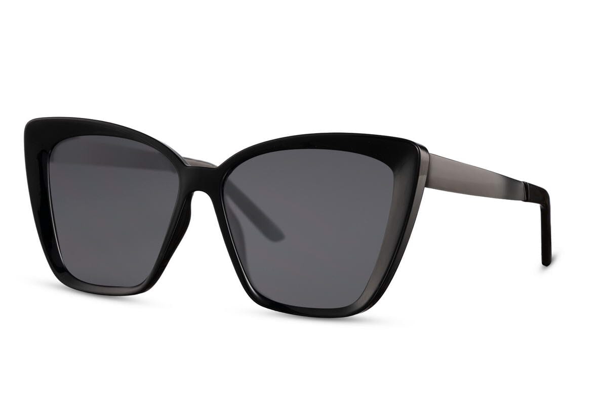 Retro cat eye sunglasses. Black lenses. Acetate frames.