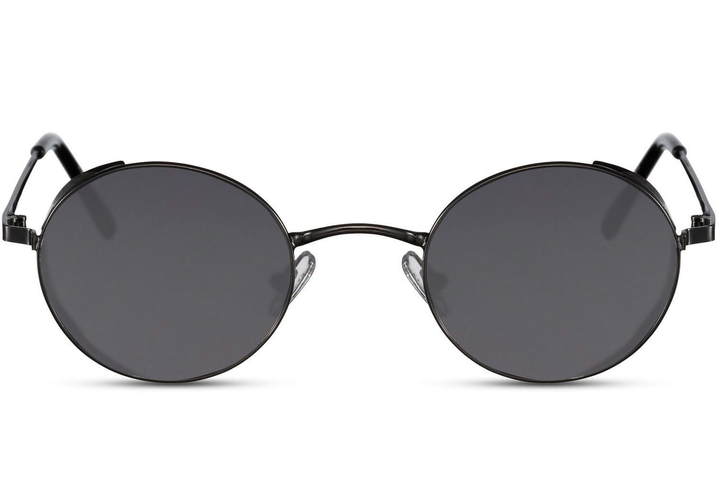 Retro circular sunglasses. Black frames. metal lenses. UV400 protected.