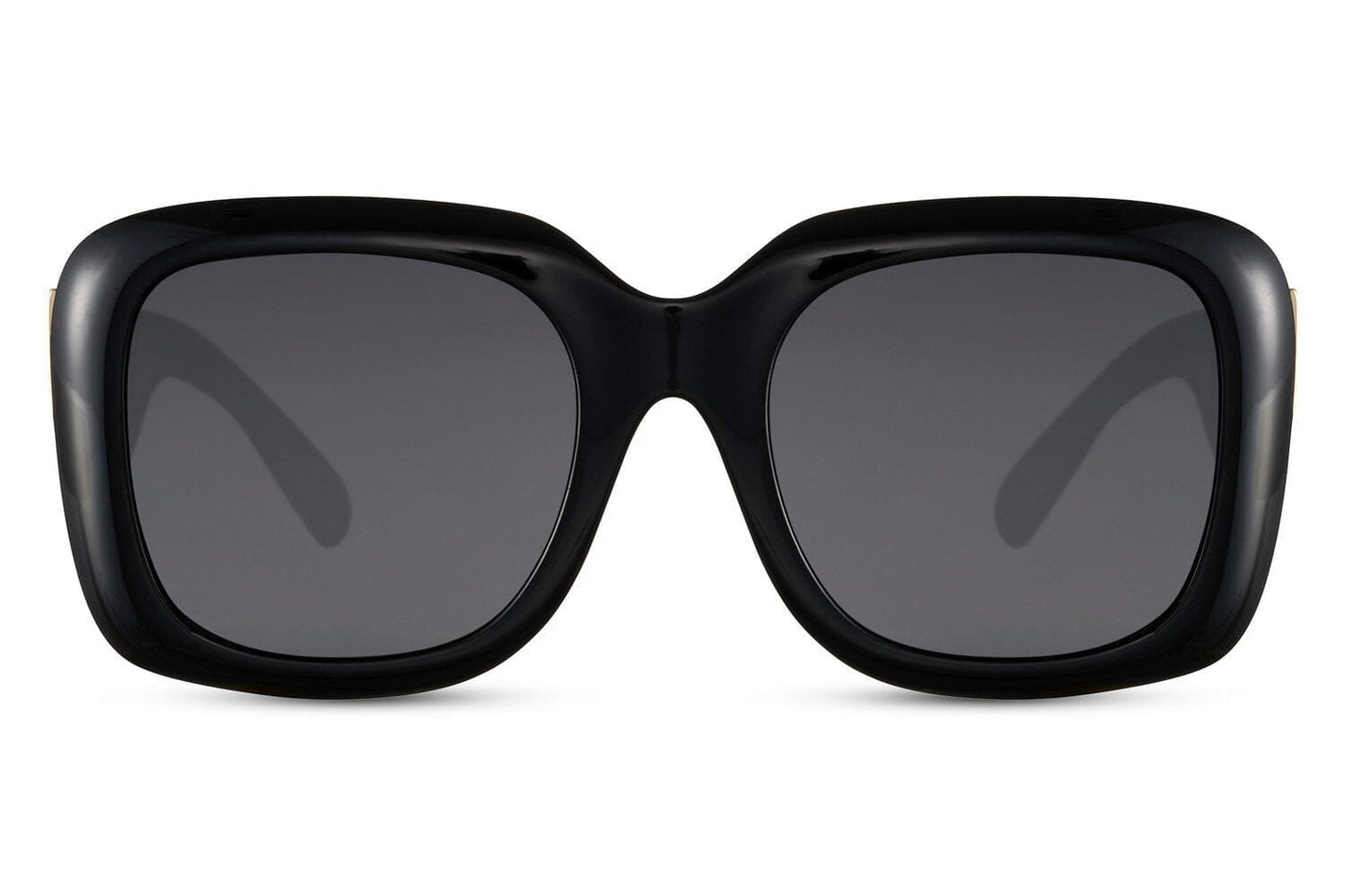 Thick frame square sunglasses. Black acetate.