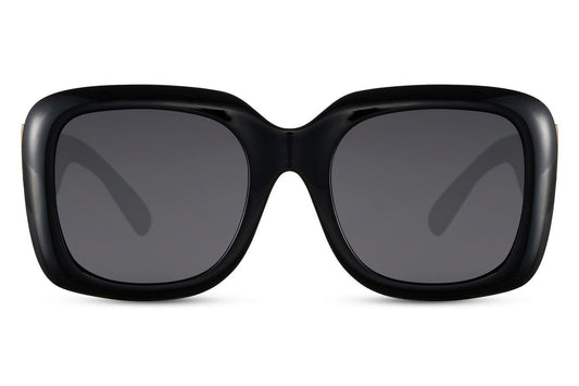 Thick frame square sunglasses. Black acetate. 
