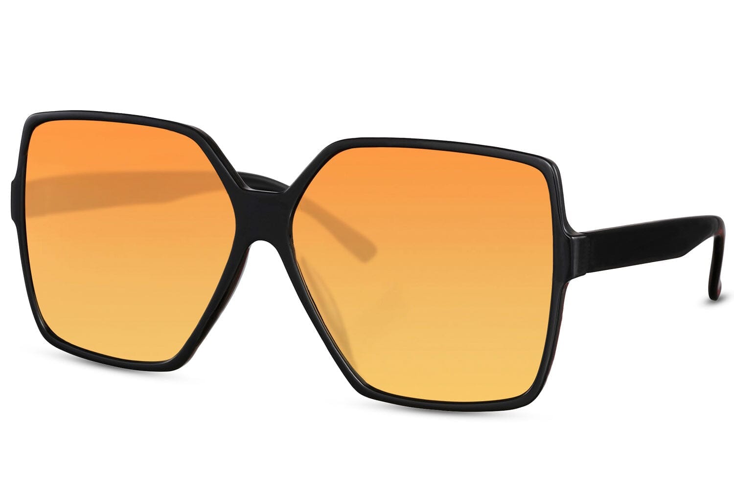 70's sunglasses. Orange lenses. Black large frames.