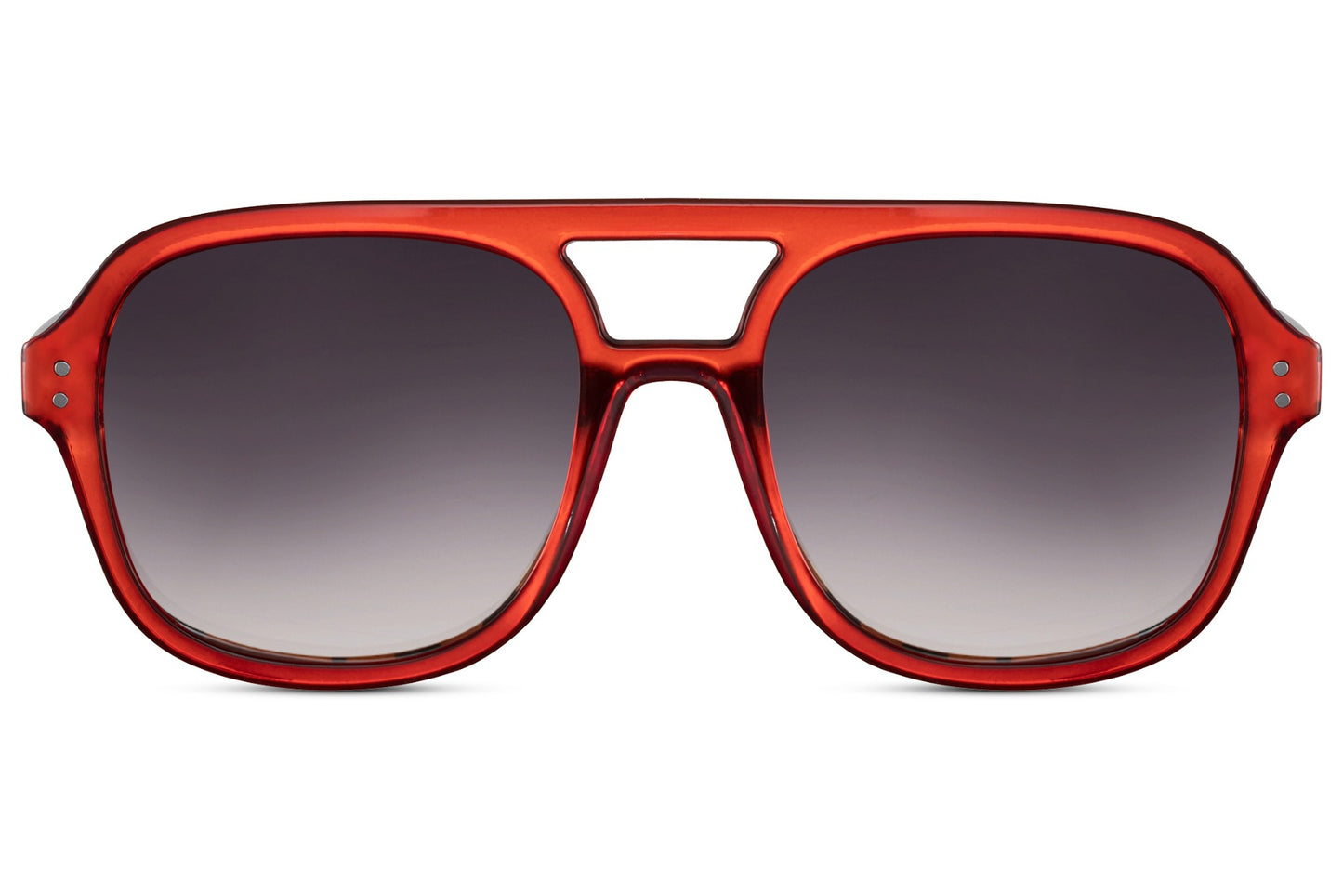 Aviator style sunglasses unisex. Red frames. Dark lenses. UV400 protected.