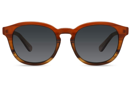Brown circle sunglasses. Grey lenses. Uv400 protected. Black lenses.