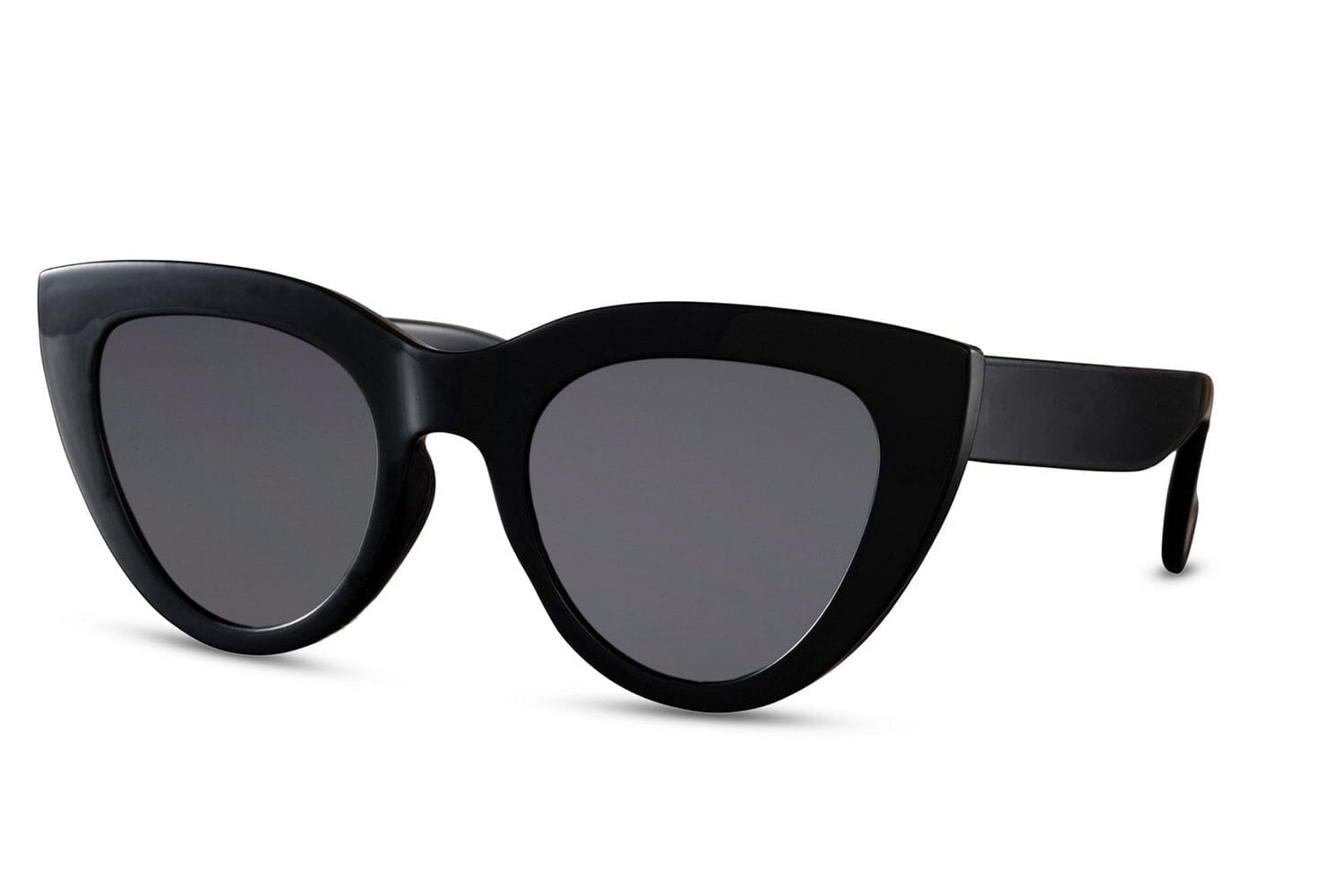 Black cat eye frames. UV400 protected. Black lenses.