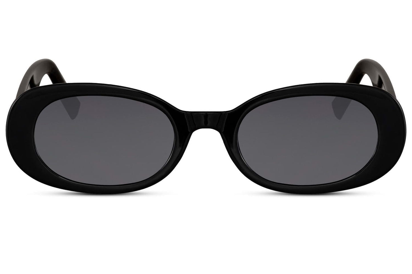 Black oval sunglasses. UV400 protected.