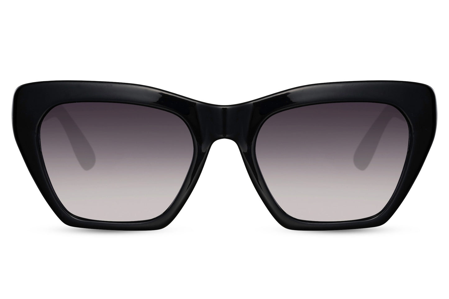 black square cat eye sunglasses with UV protection.