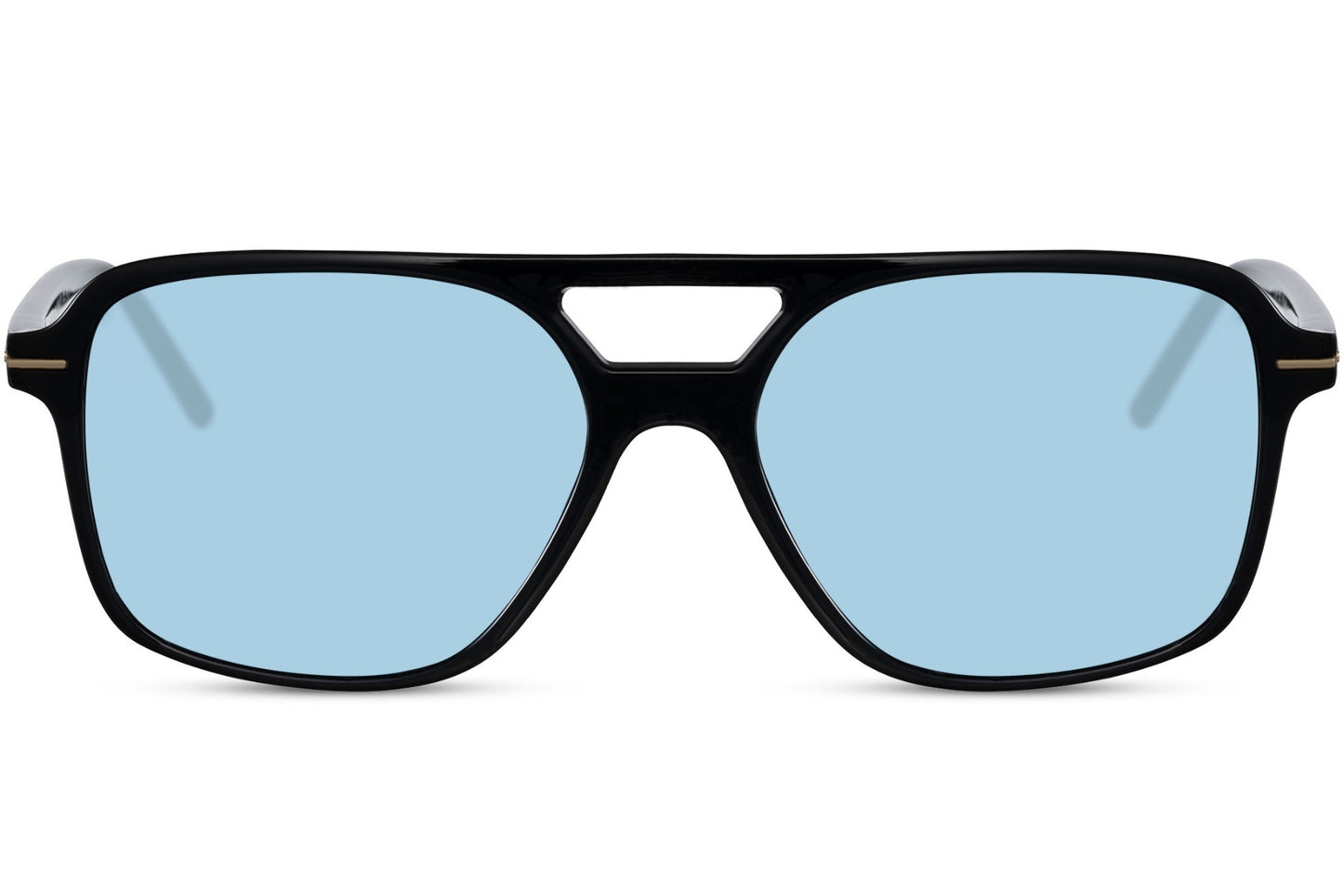 Blue lens aviator sunglasses.