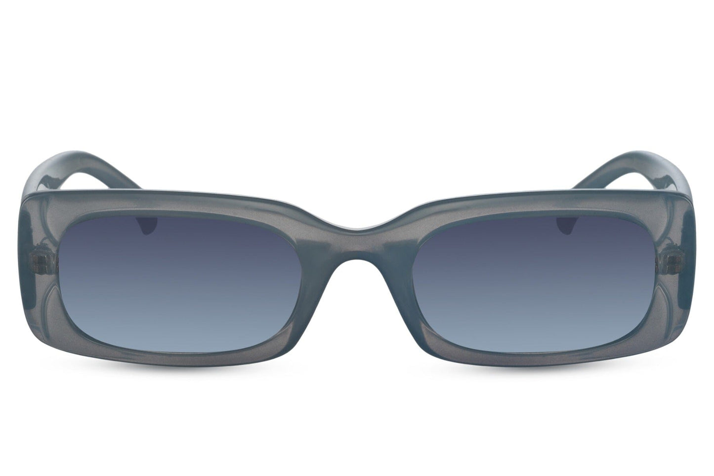 Blue rectangle specs. Uv400 protected. Recycled materials.