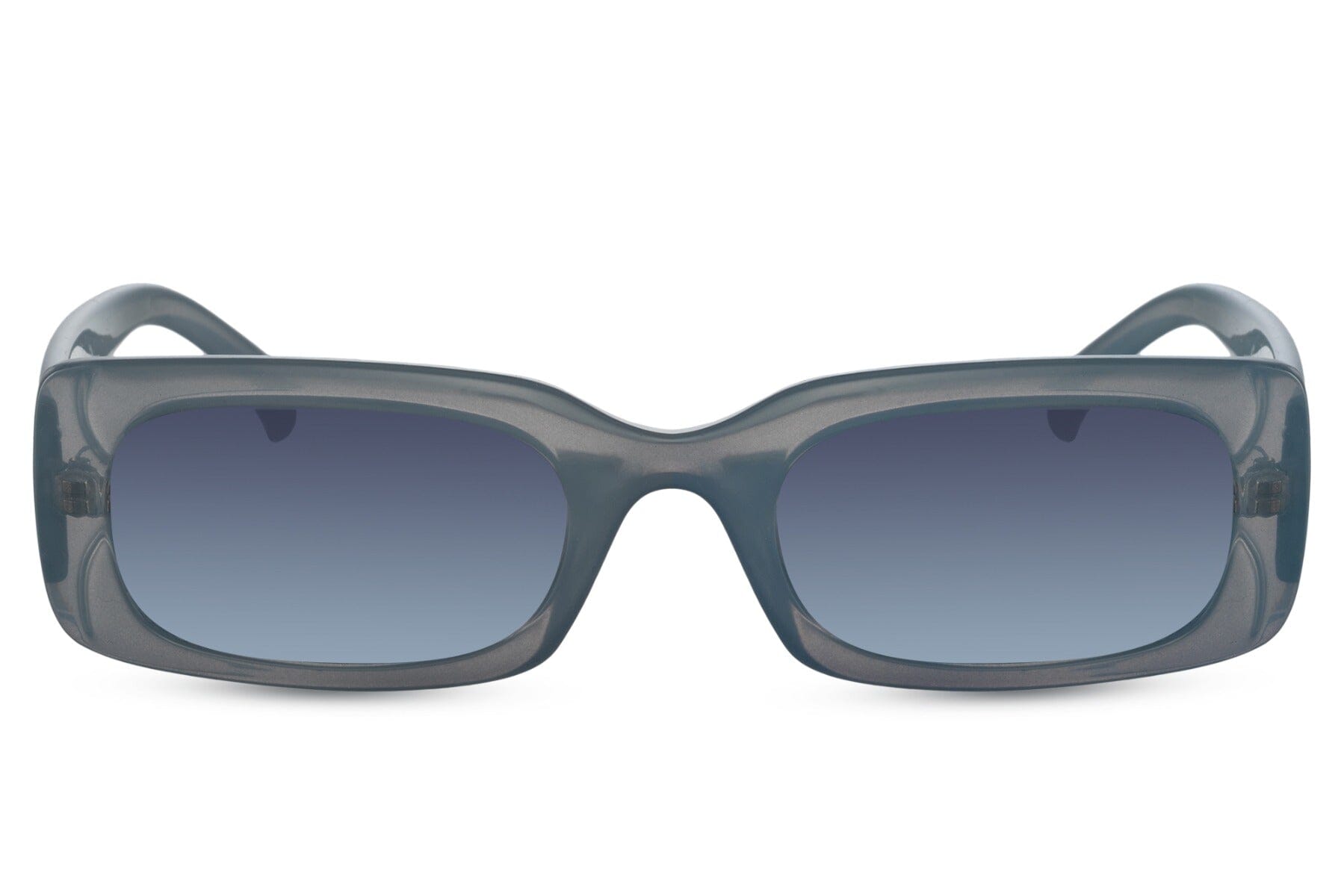 Blue rectangle specs. Uv400 protected. Recycled materials.