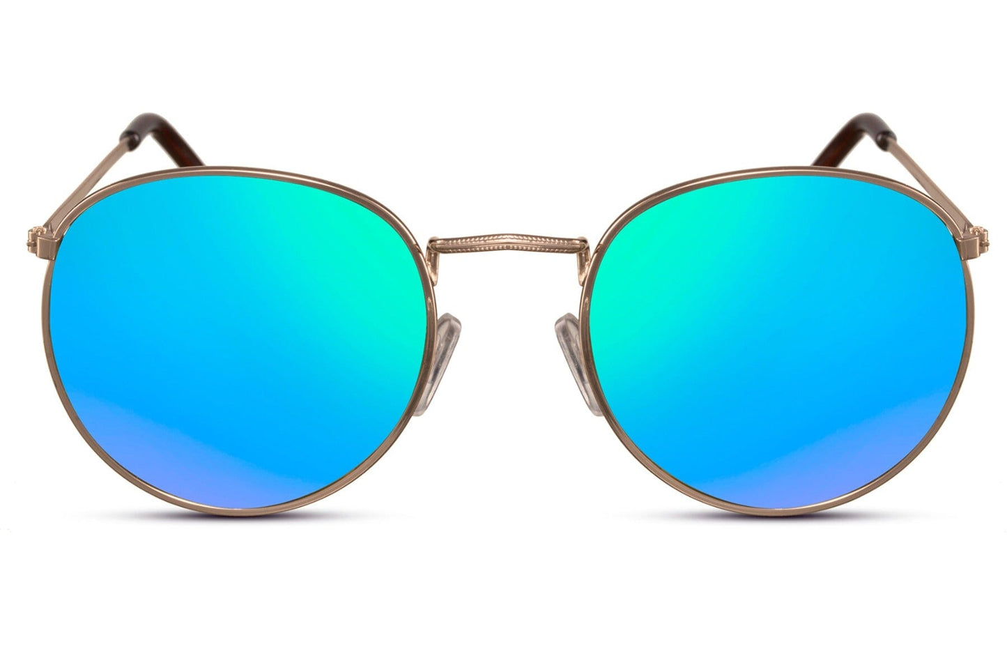 Blue round sunglasses. Metal frames. UV400 protected.