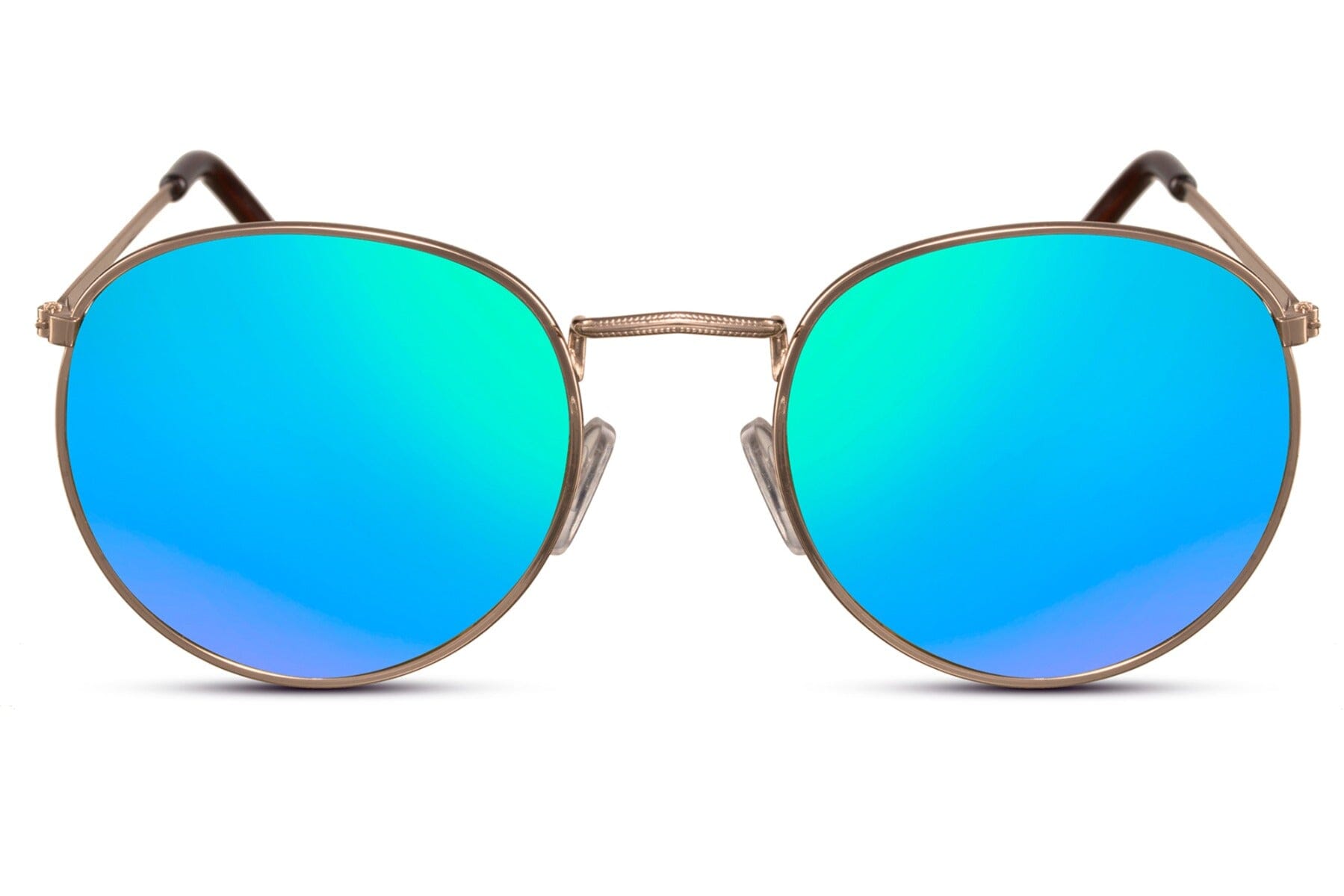 Blue round sunglasses. Metal frames. UV400 protected.