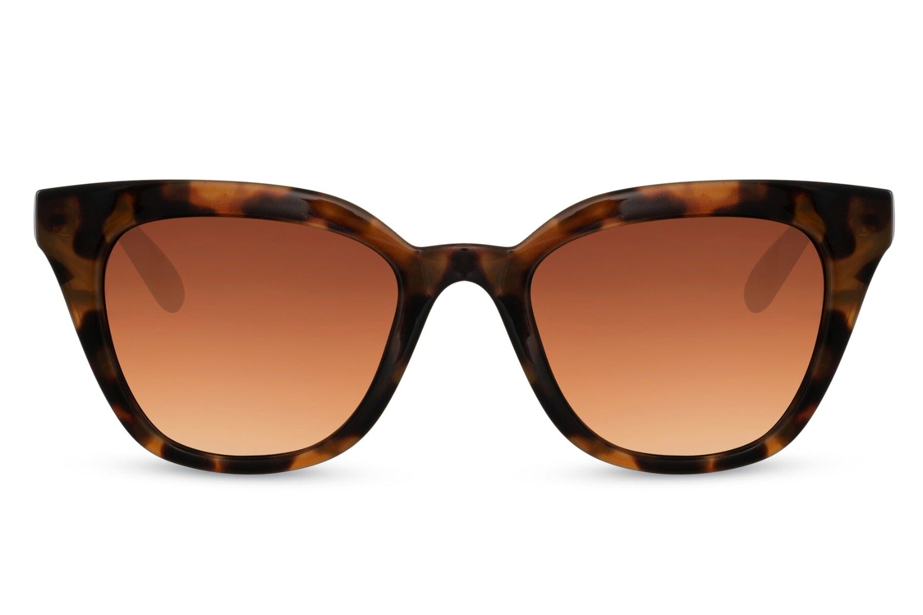 Brown cat eye sunglasses with UV protection.