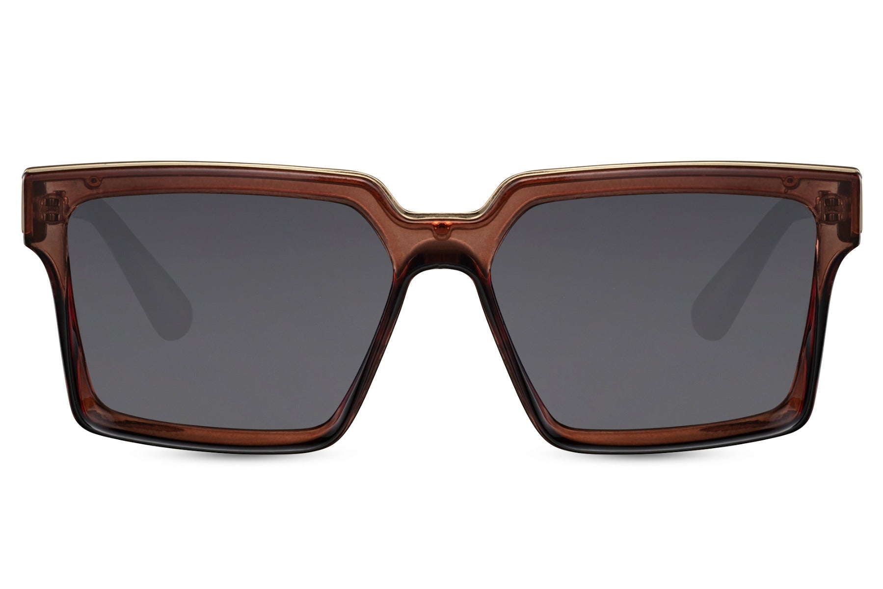 Brown square sunglasses. Dark lenses. UV400 protected.  Recycled sunglasses.