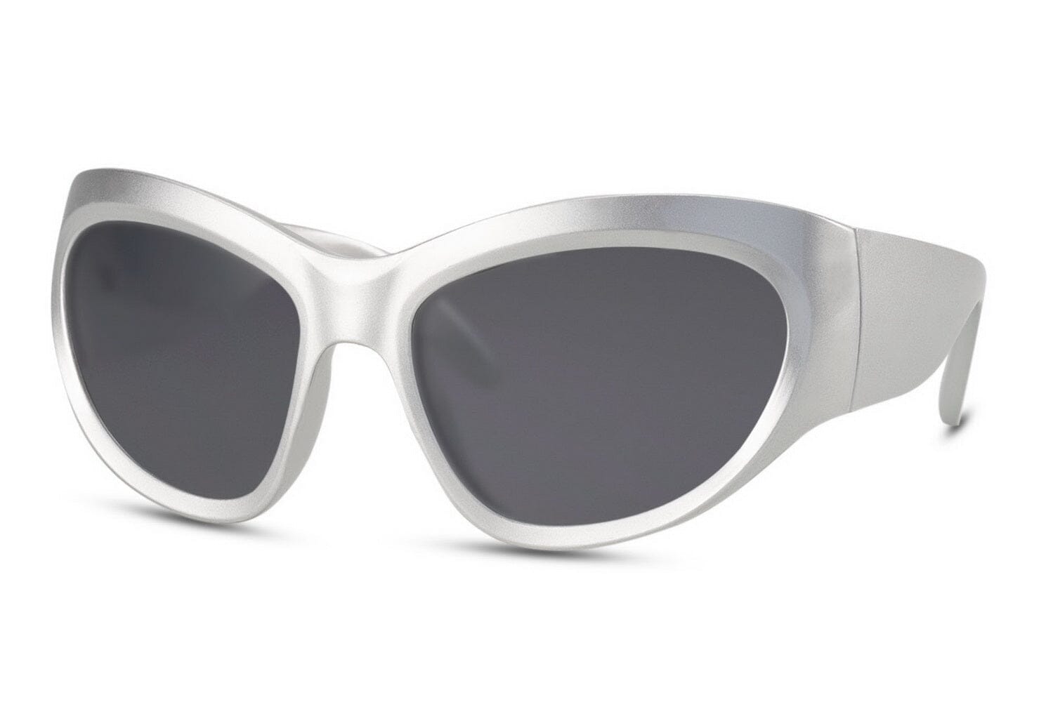Bug eyes sunglasses. Silver frames. Grey lenses.
