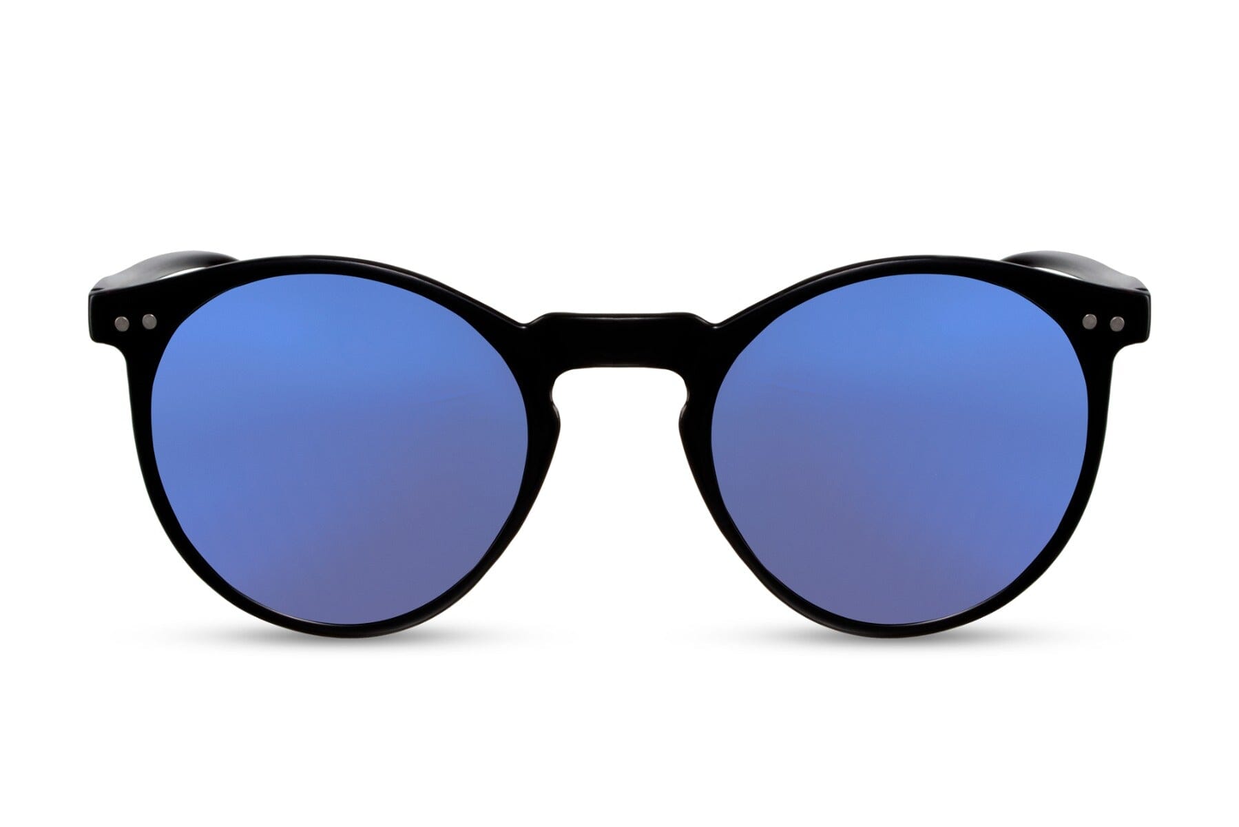 Dark blue round sunglasses. UV400 protected. Recycled materials.