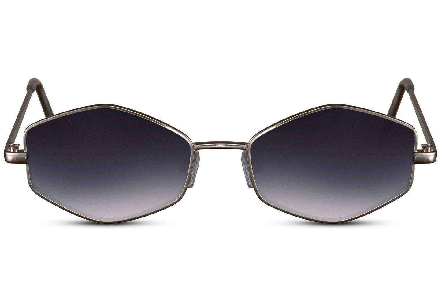 Hexagonal sunglasses unisex. Dark frames. Metal.