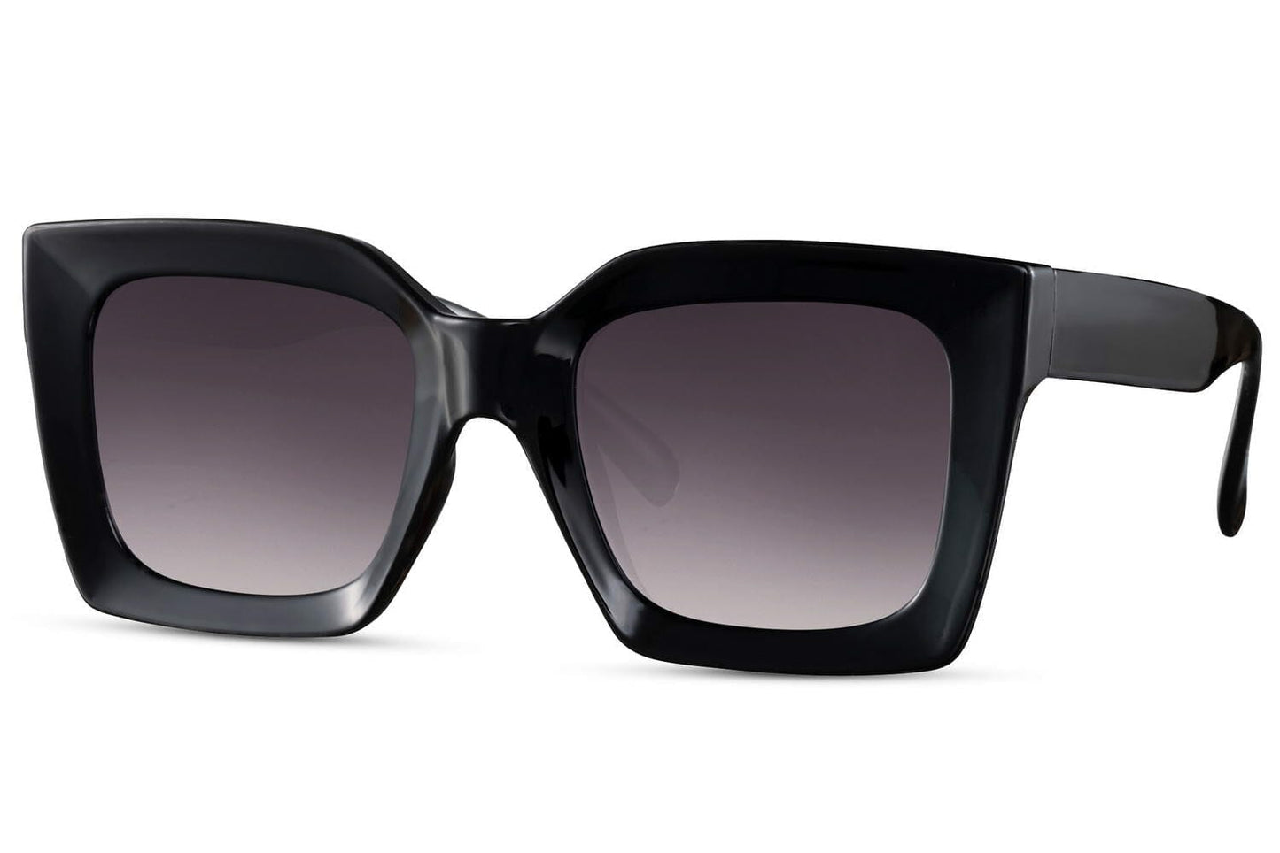 Large black sunglasses. Dark lenses. Gradient lenses. Acetate square sunglasses.