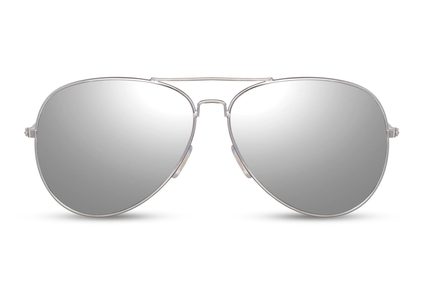 Metallic silver aviators. UV400 protected. Made from recycled materials.