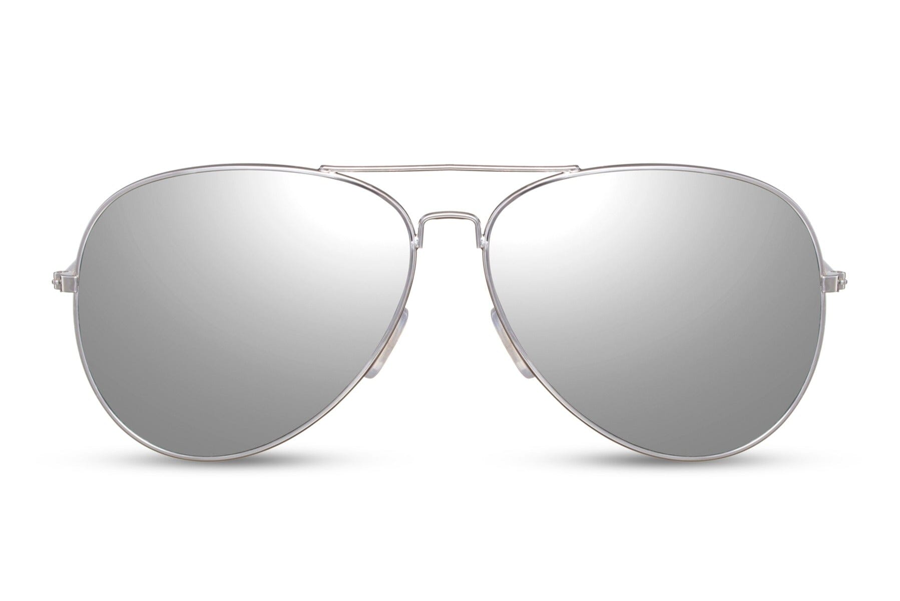 Metallic silver aviators. UV400 protected. Made from recycled materials.