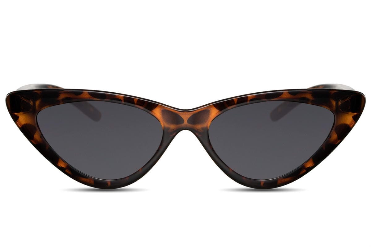 Narrow cat eye sunglasses. UV400 protected. Tortoiseshell colour.