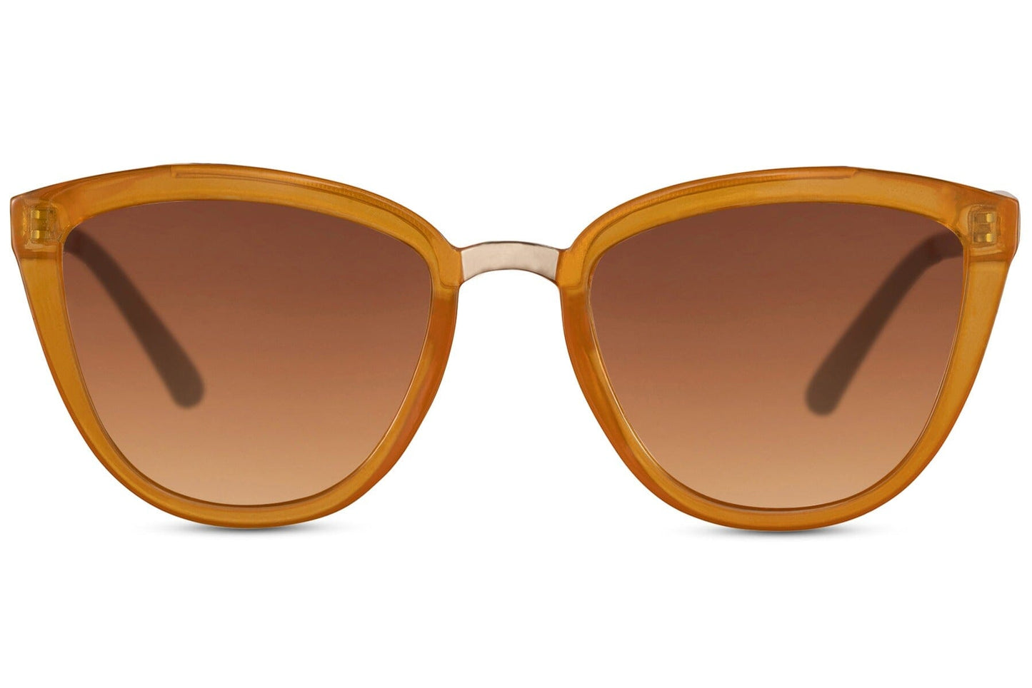 Orange cat eye sunnies with brown lenses