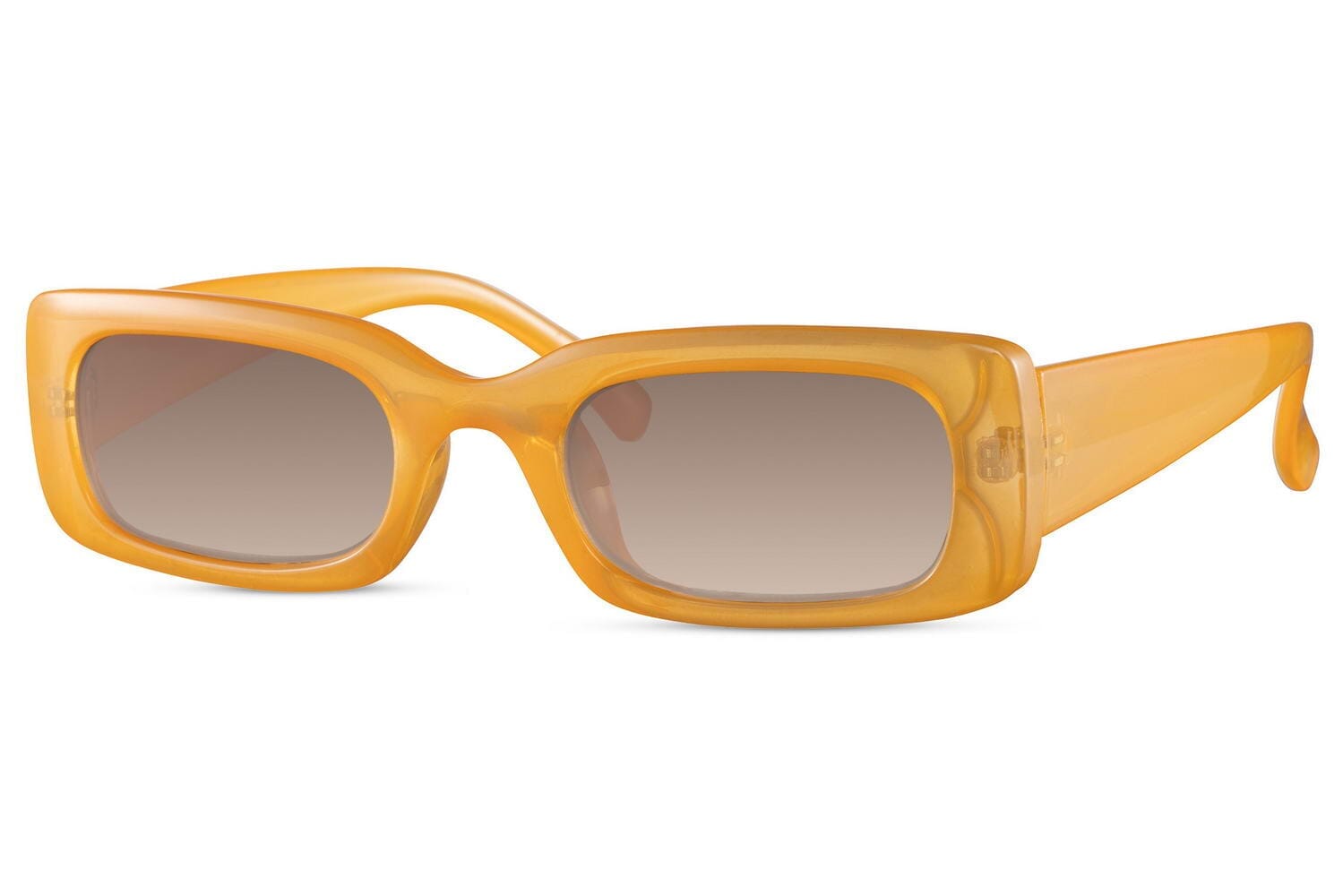 Orange frame sunglasses. Dark lenses. UV400 protected.