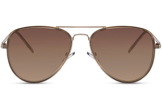 Oversized womens sunglasses. Brown lenses. Metal frames.