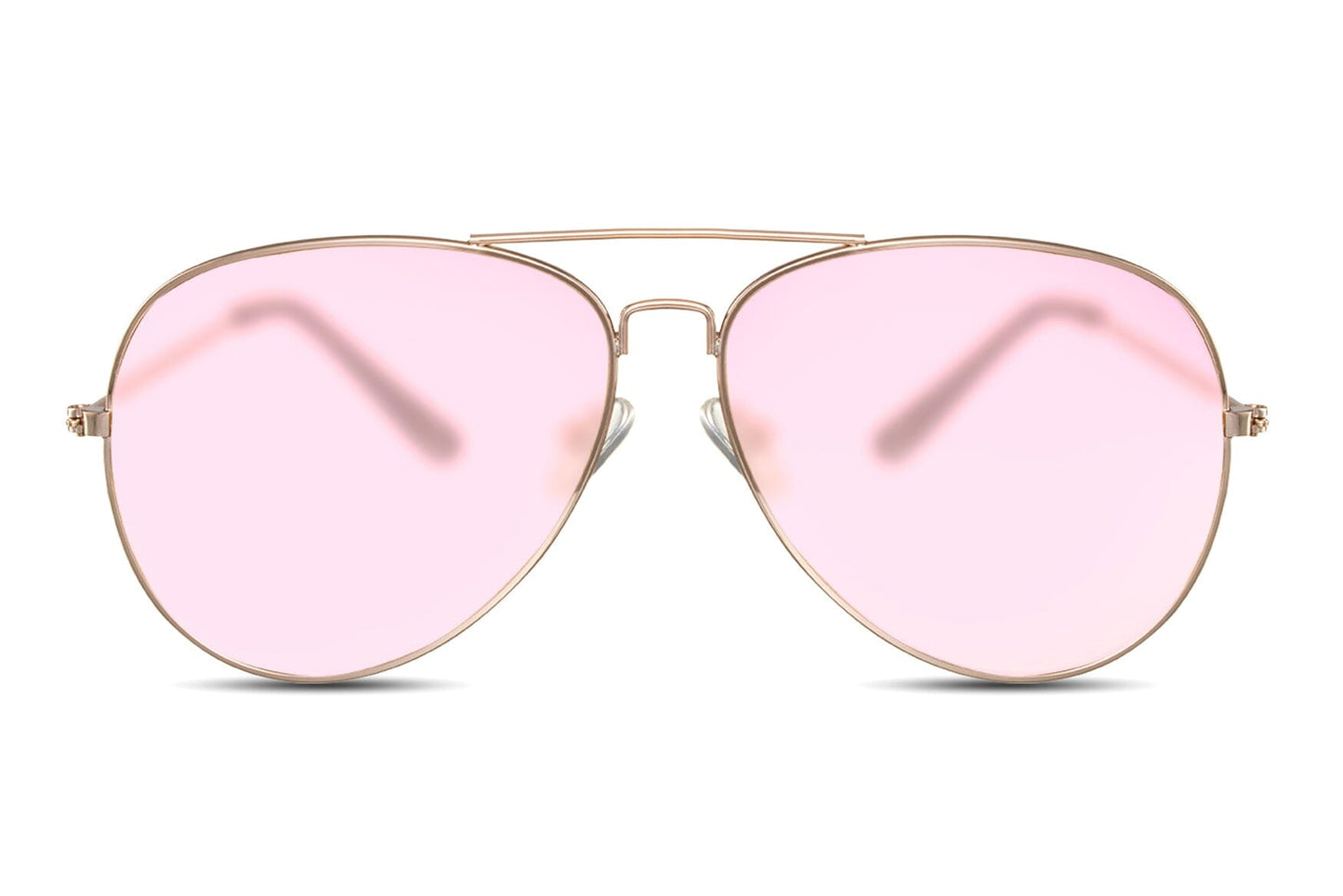 Pink aviator sunglasses. Pink lenses. Silver frames. UV400 protected.