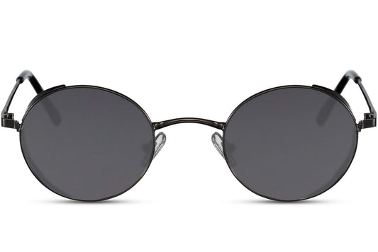 Retro circular sunglasses. Black frames. metal lenses. UV400 protected.