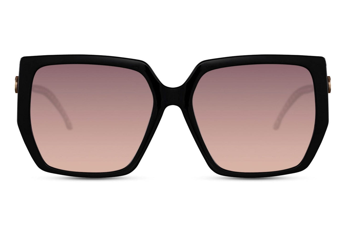 Retro oversized sunglasses. Front view. Uv400 protected. Purple  lenses.