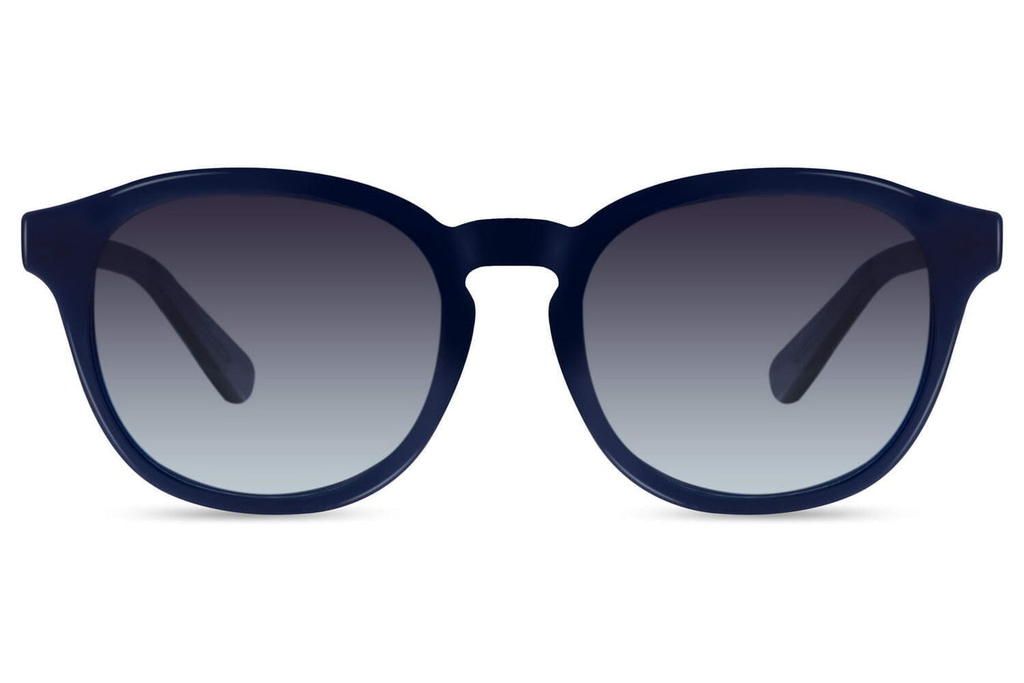 Round balck sunglasses. Front view. Keyhole nose bridge sunglasses.