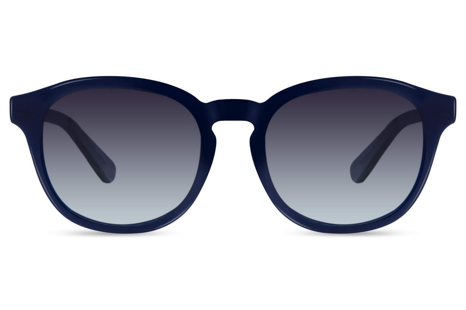 Round balck sunglasses. Front view. Keyhole nose bridge sunglasses.