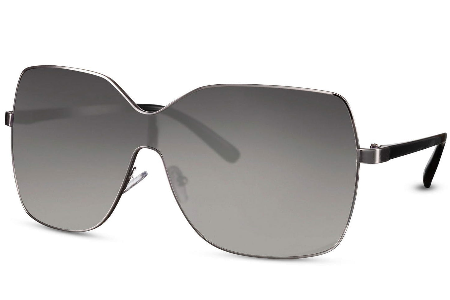 Shield sunglasses. UV400 protected. Metal frames. Grey lenses.