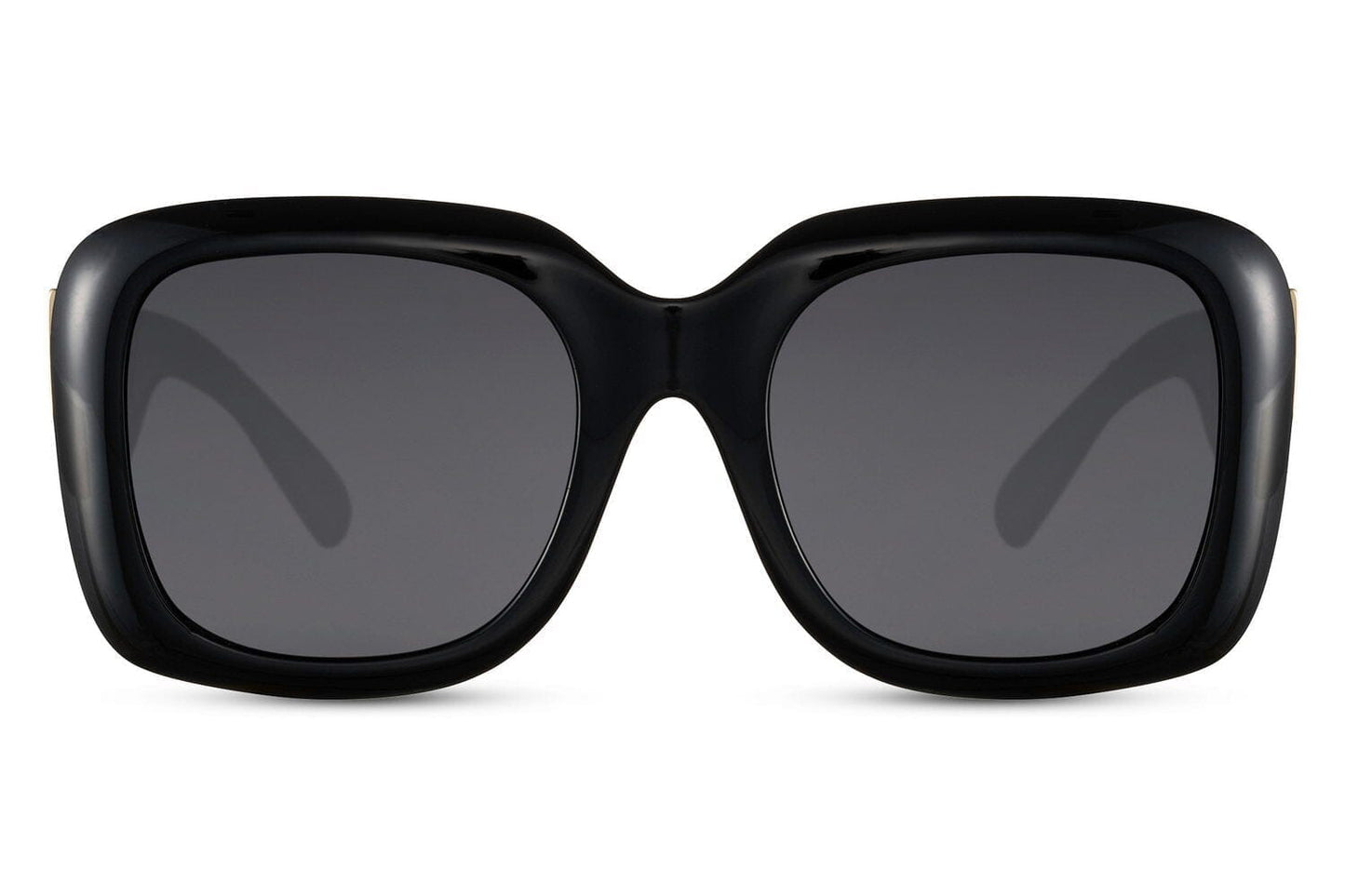 Thick frame square sunglasses. Black acetate. 