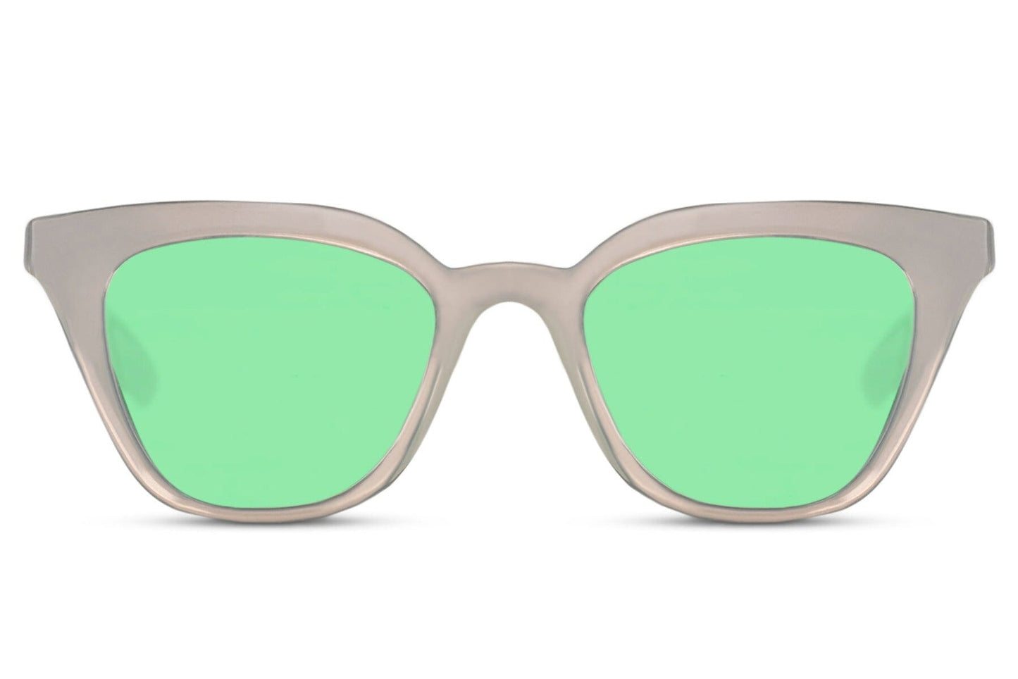 Wide cat eye sunglasses. Green lenses. UV400 protected