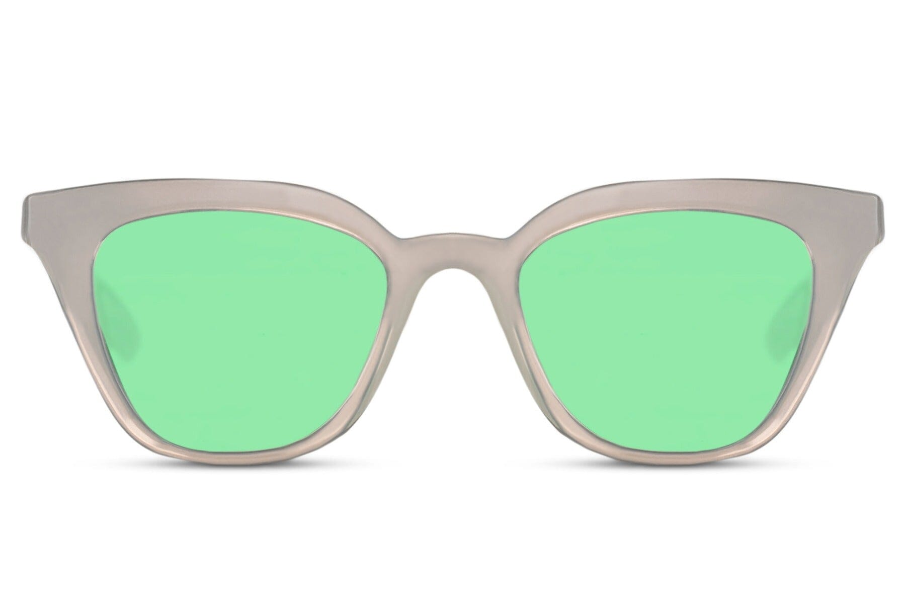 Wide cat eye sunglasses. Green lenses. UV400 protected